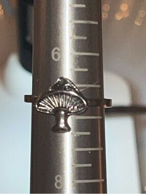 Costume Silver tone Mushroom Charm Ring 6 3/4